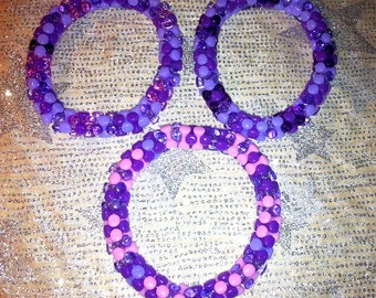 Fancy Tri-Bead Stretch Bracelet Sets of 3 - Multi Colors Friendship Gift Idea Boho Hippie