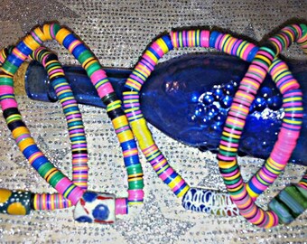 Afrikaanse vinyl Heishi-schijf 6 mm neonpastelkleuren stretcharmbanden met focuskralen Tribal statement Cyber