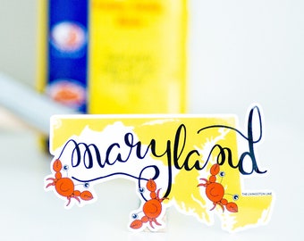 Cute Crab Maryland State Flag Stickers