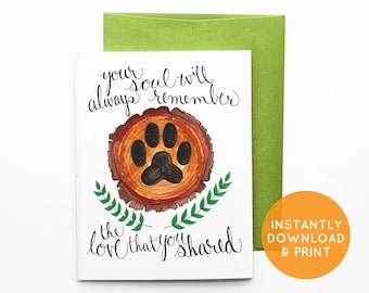 PRINTABLE Pet Sympathy Card with Envelope