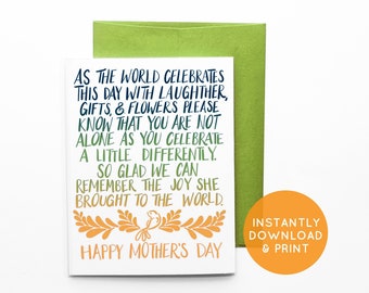 PRINTABLE Bitter-sweet Mother's Day When Mom has Passed Away Card