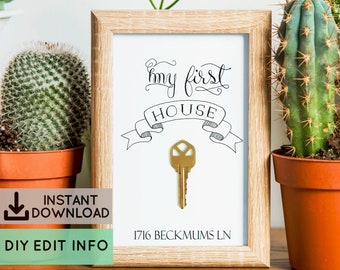 My First House, Apartment, Home or Place Printable Key Frame Art