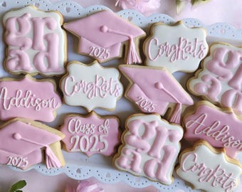 One Dozen Graduation Cookies, Personalized Class of 2025 Treats