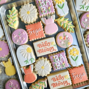One Dozen Colorful/Bright Baby in Bloom Sugar Cookies