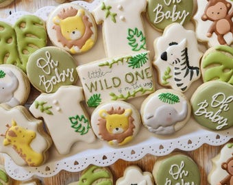 Safari Birthday Baby Shower Cookies, Wild One Theme, Oh Baby