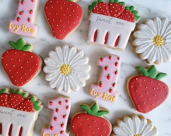 One DozenOne Dozen Strawberry Birthday, Sugar Cookies, Strawberry Baby Shower