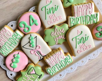 One Dozen A Tini Bit Older Cookies, Martini Cookies, Tini Bit Older Birthday, Birthday Cookies