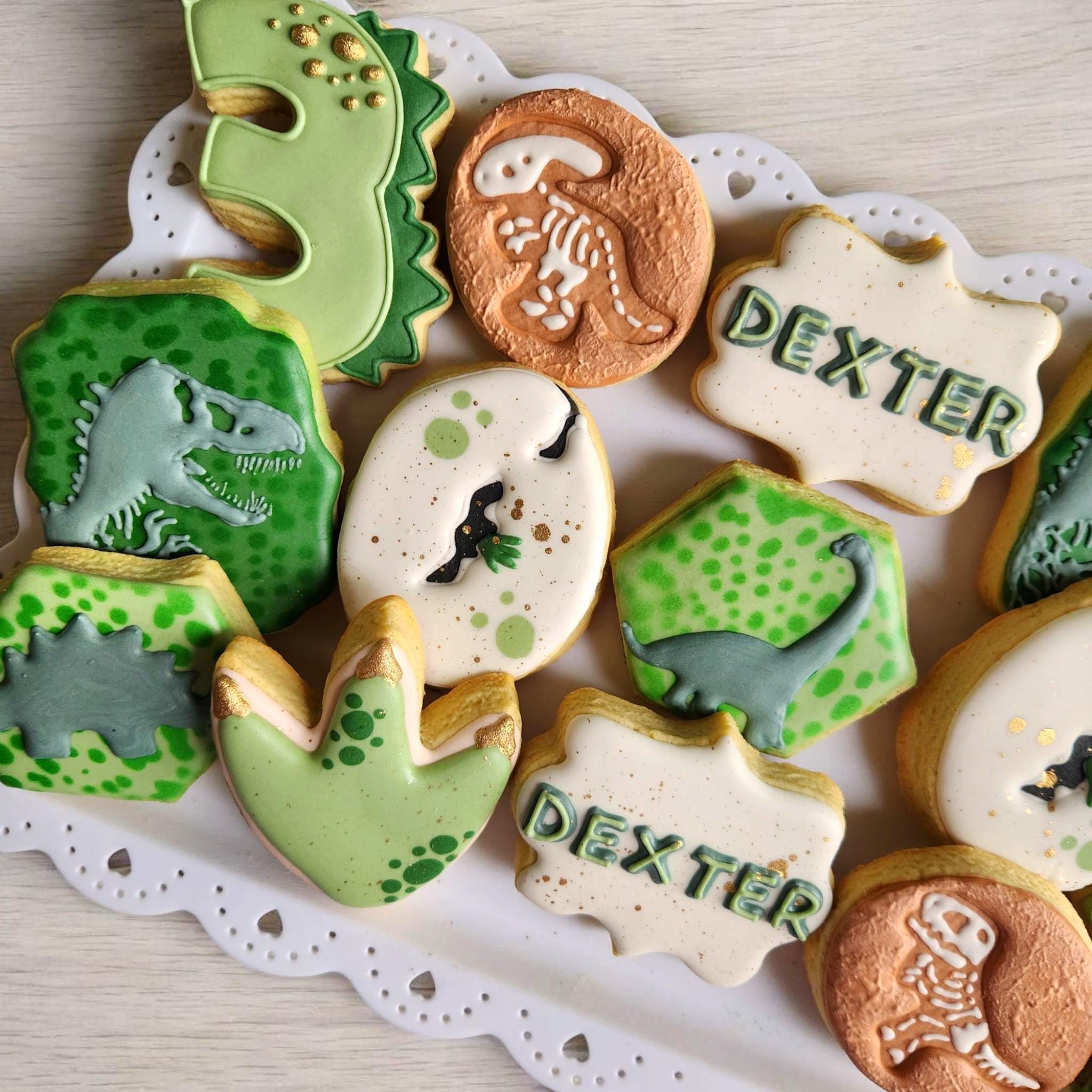 Three Rex Birthday Cookies, Dinosaur Cookies, Personalized Birthday Cookies