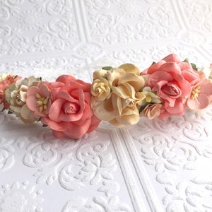 The Ivory and Peach Goddess Floral Crown - Etsy