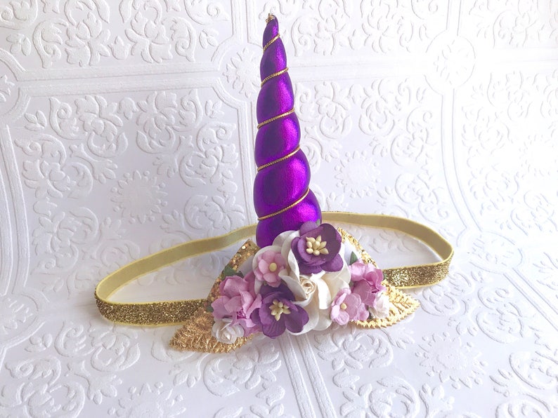 The Purple and White Purple Unicorn Goddess Floral Crown