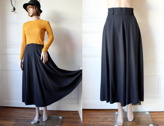 black flared maxi skirt