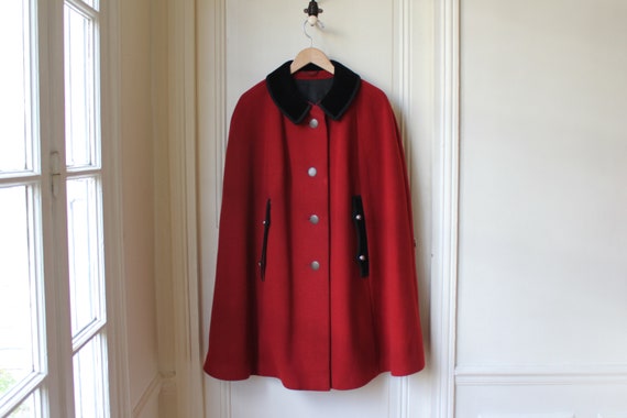 Tyrol wool cape vintage red cape Austrian cape Tyr