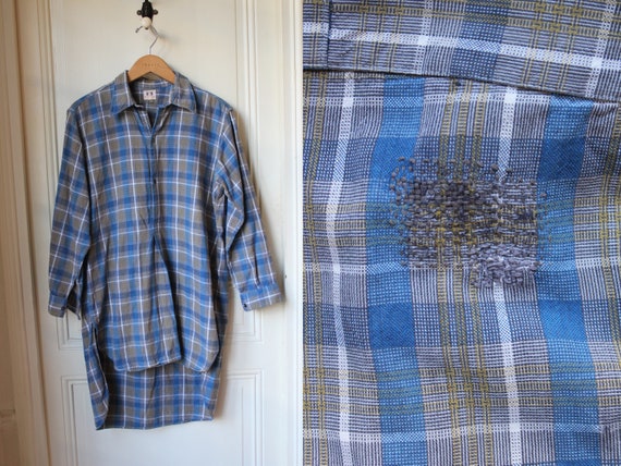 Long shirt 50s vintage ELTVA work shirt checkered grunge plaid | Etsy