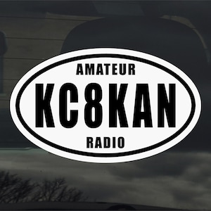 Ham Amateur Radio Oval Call Sign Vinyl Sticker Decal