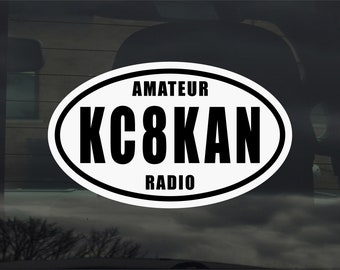 Ham Amateur Radio Oval Call Sign Vinyl Sticker Decal