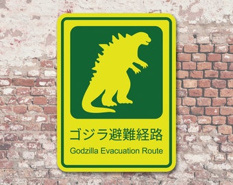 Godzilla Evacuation Route 9" x 12" Aluminum Sign