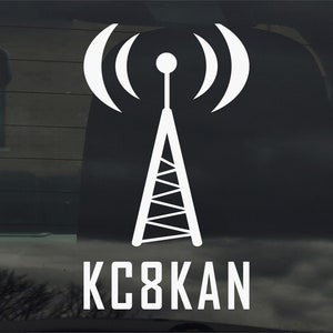 Ham Amateur Radio Call Sign 8 Inch Custom Vinyl Sticker Decal Modern Car Window Laptop & More