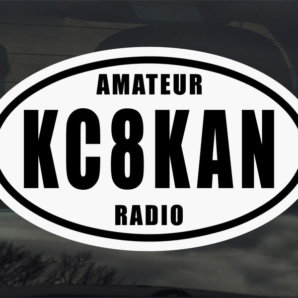 Ham Amateur Radio Oval Call Sign Vinyl Sticker Decal