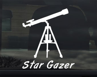 Refractor Telescope - Star Gazer - Custom Vinyl Sticker - Decal