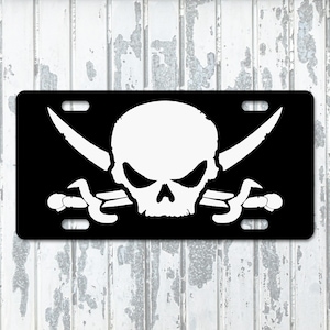 Pirate Jolly Roger License Plate Novelty Vanity Plate For Car Truck Pirate Gift Decor