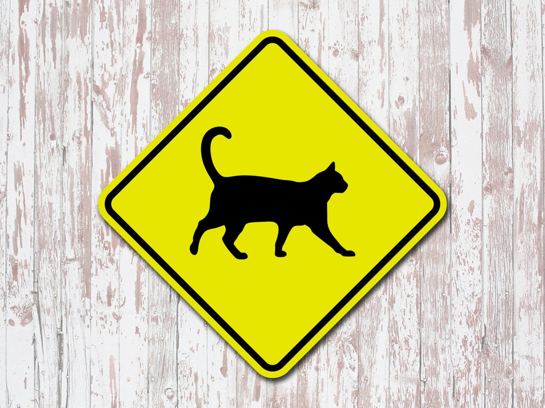 Cat Crossing Yellow Aluminum Street Sign Kitten Kitty Pet Safety Wall