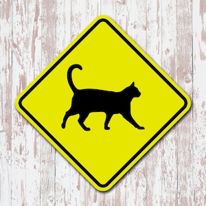 猫横断黄色アルミ道路標識子猫子猫ペット安全壁ドア道路装飾