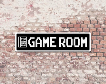 Retro Arcade Video Game Room 6"x24" Aluminum Sign