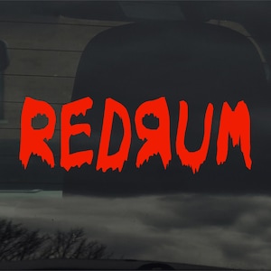 Calcomanía de vinilo personalizada Redrum de película de terror y asesinatos