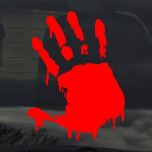 Bloody Hand Print Custom Vinyl Sticker / Decal - Horror Zombie Video Game Dead Blood