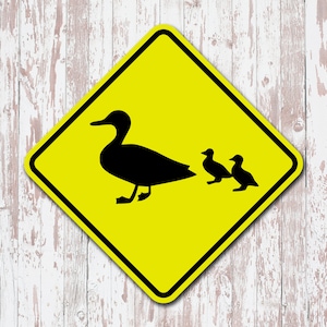 Pato - Bird Crossing Yellow Aluminium Street - Farm - Barn - Home - Garage Sign