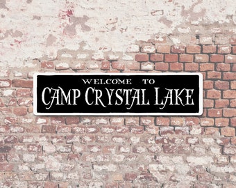 Bienvenido al campamento Crystal Lake, letrero de Metal de 6 "x 24", regalo de decoración de Jason de terror del viernes 13