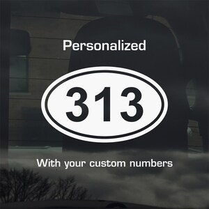 Personalized Area Code or Zip Code 1 Color Custom Oval Vinyl Decal Sticker