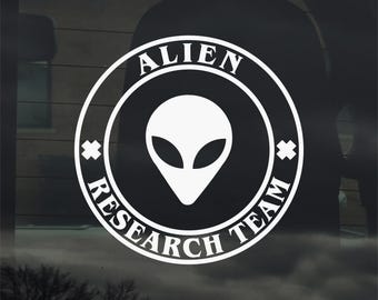 Pegatina de vinilo personalizada del Equipo de Investigación Alienígena