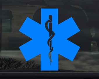 Star Of Life EMS EMT Paramedic Medic Custom Vinyl Sticker Decal for Car Window Laptop & More