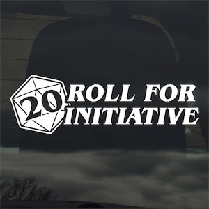 May include: White vinyl sticker with a 20-sided die and the text "Roll for Initiative".