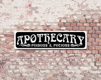 Apothecary Metal Sign Poison Potion Herb Elixir Medicinal Mystical Tonics Spells Oddity Curiosity Magic