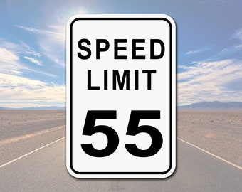 Limite di velocità 55 MPH - Strada, Strada, Traffico, Garage, Casa - Segno di alluminio 2 dimensioni