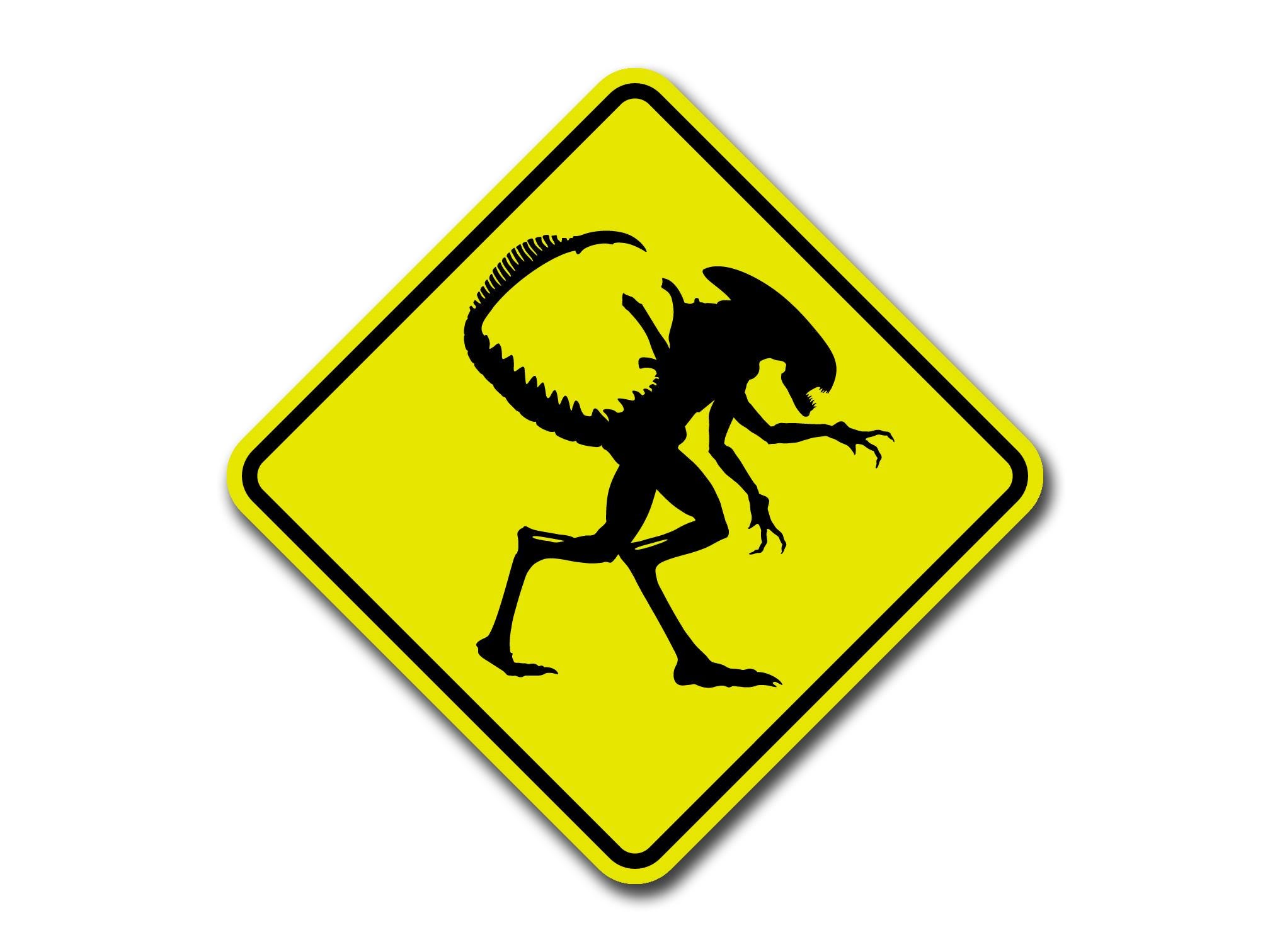 Aliens Xenomorph Crossing Yellow Metal Sign Road Sign - Etsy
