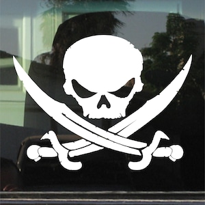 Pirate Skull And Swords Jolly Roger Custom Vinyl Sticker / Aufkleber
