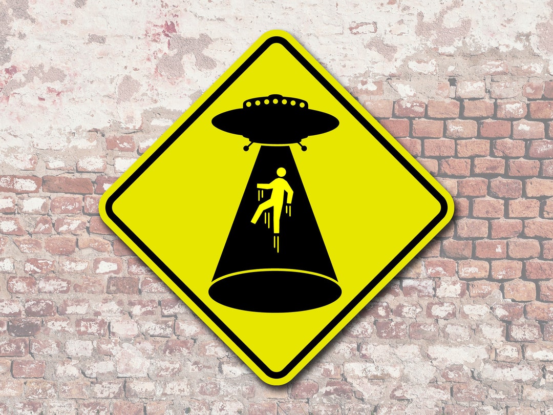 UFO Alien Abduction Yellow Aluminum Street Sign - Etsy