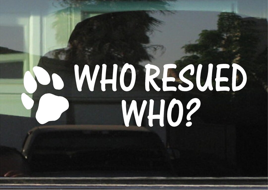 thumbnail image 2 of Who Rescued Who? Dog Paw Bumper Sticker – Vinyl Decal For Animal Shelter Support 2 of 6