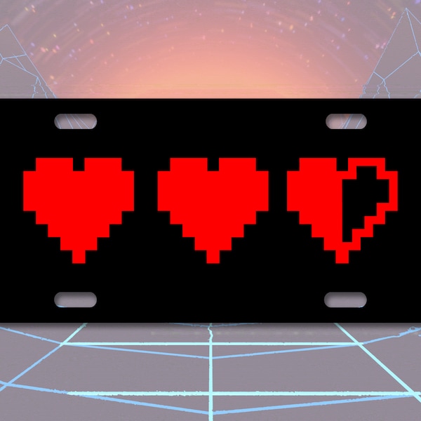 Videospiel Herz Behälter Custom Auto Kennzeichen - Gaming, Arcade, Gamer, Novelty Plate