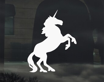 Pegatina de vinilo personalizada de unicornio para ventanas de coche, portátiles y más.