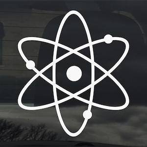 Naklejka winylowa z symbolem atomu na szybę samochodu, laptopa i inne