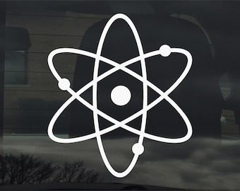 Adhesivo de vinilo con símbolo atómico para ventana de coche, portátil y más