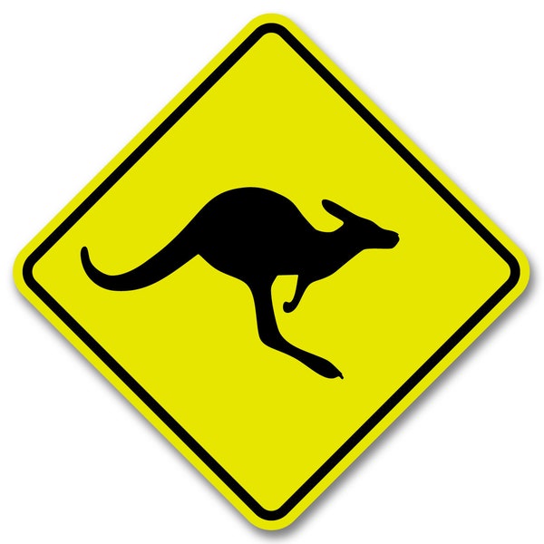 Kangaroo Crossing Road, Rue, Propriété, Garage, Maison Panneau en aluminium jaune