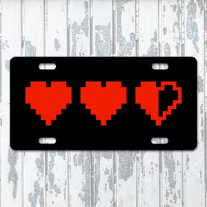 Video Game Heart Container Car License Plate Novelty Vanity Car Tag