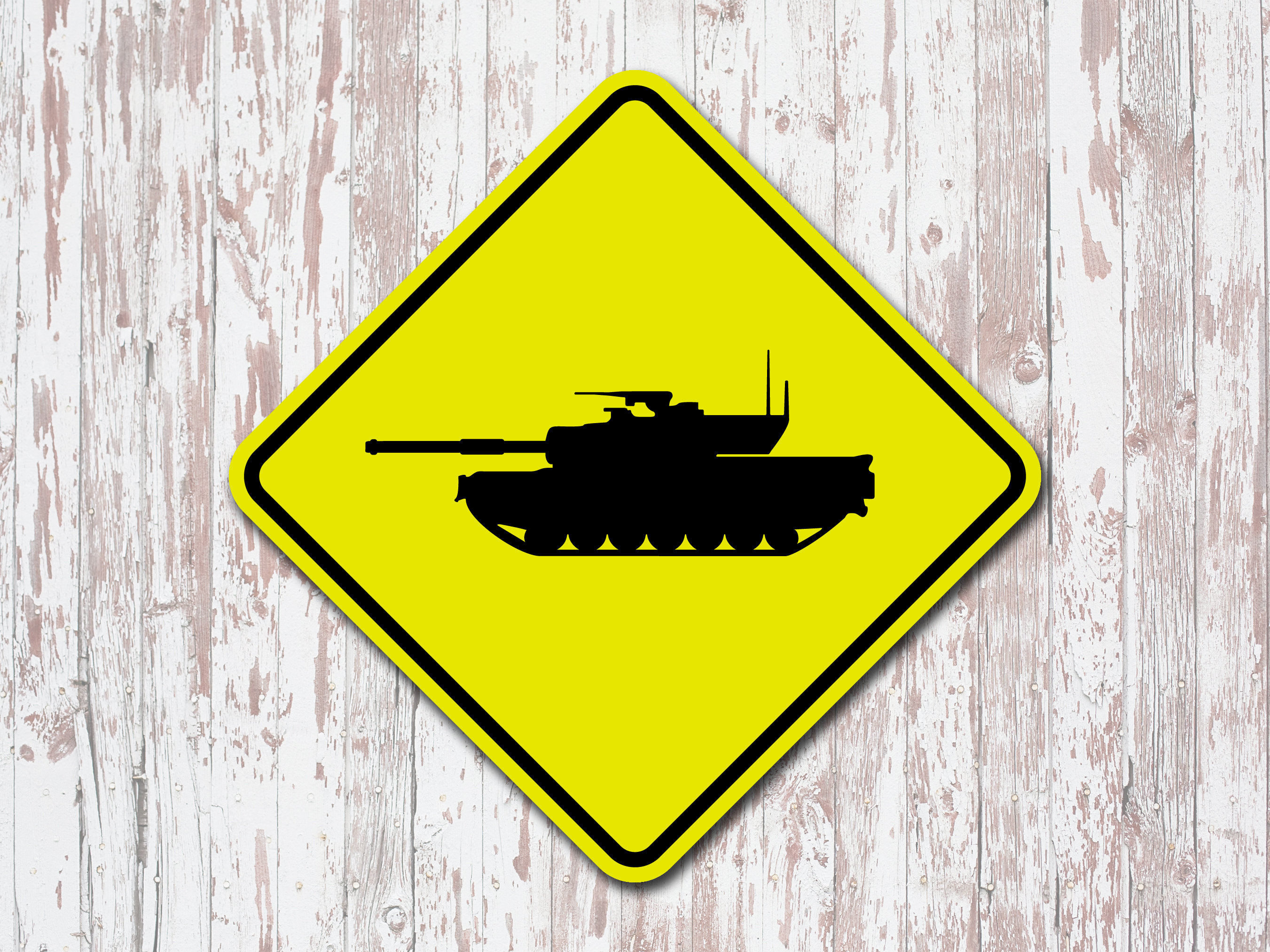Tank Signages Tank Crossing Yellow Aluminum Street Sign for Home Garage Bar Wall ...