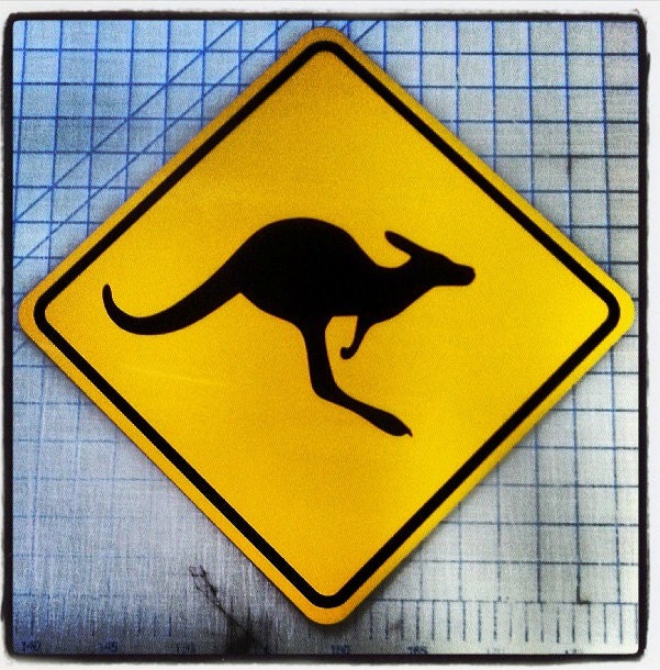 Kangaroo Crossing Yellow Metal Road Sign - Etsy