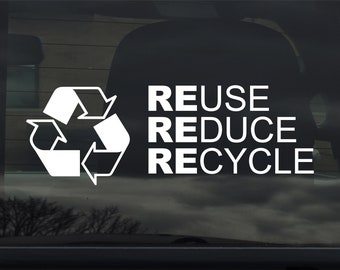 Hergebruiken, verminderen, recyclen - Recycling Symbool - Custom Vinyl Sticker - Decal
